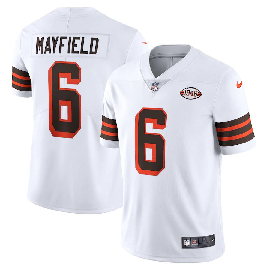 Men Cleveland Browns #6 Baker Mayfield Nike White 1946 Collection Alternate Vapor Limited NFL Jersey->cleveland browns->NFL Jersey